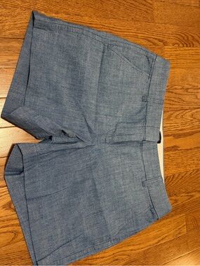 J. Crew Chambray Flat-Front Shorts in Light Blue